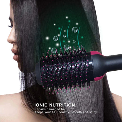 Electric Hair Straightening Comb with Dryer and One-Step Salon Styling Brush