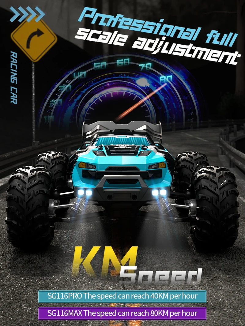 SG116 MAX/PRO 1:16 High Speed Drift Racing RC Car - 80KM/H or 40KM/H Brushless Motor, 4WD Off-Road Vehicle for Kids