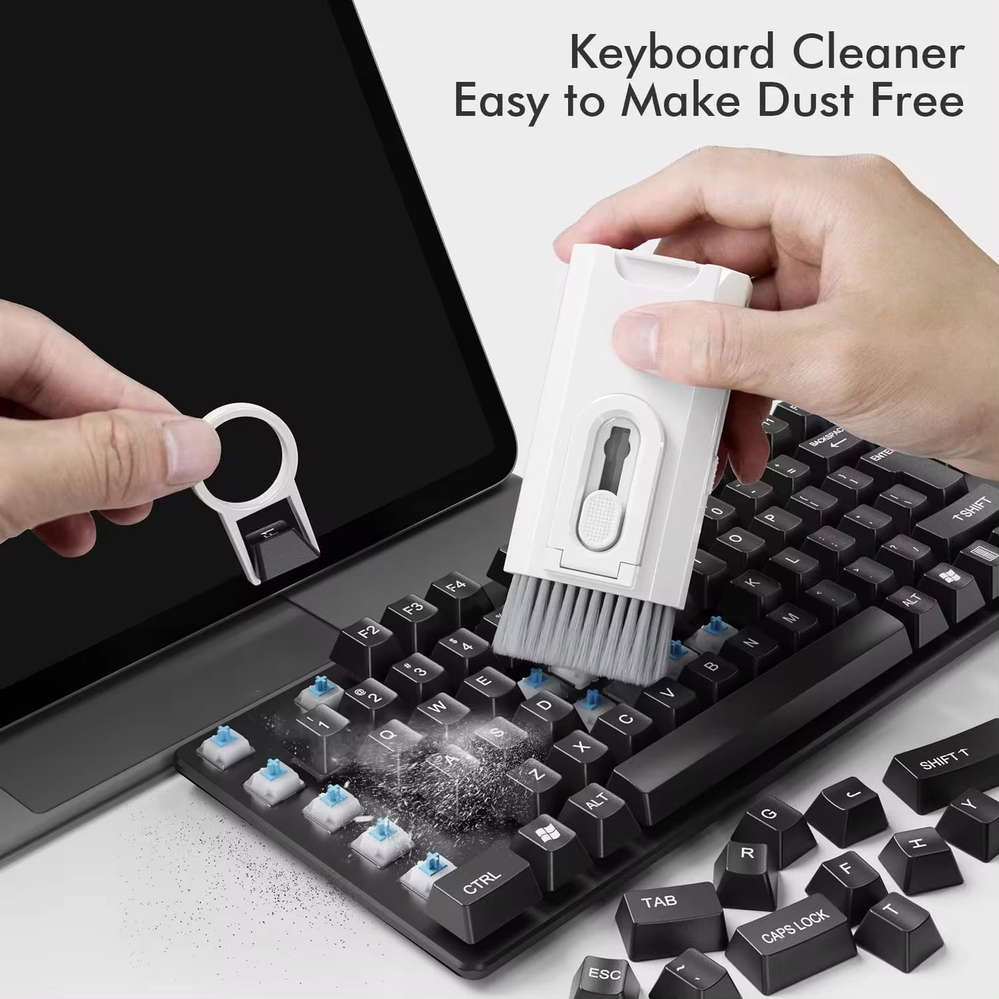 Professional title: "8-in-1 Cleaning Kit for Computer Keyboard, Earphones, Headset, iPad, Phone - Includes Cleaner Brush, Cleaning Pen, and Keycap Puller"