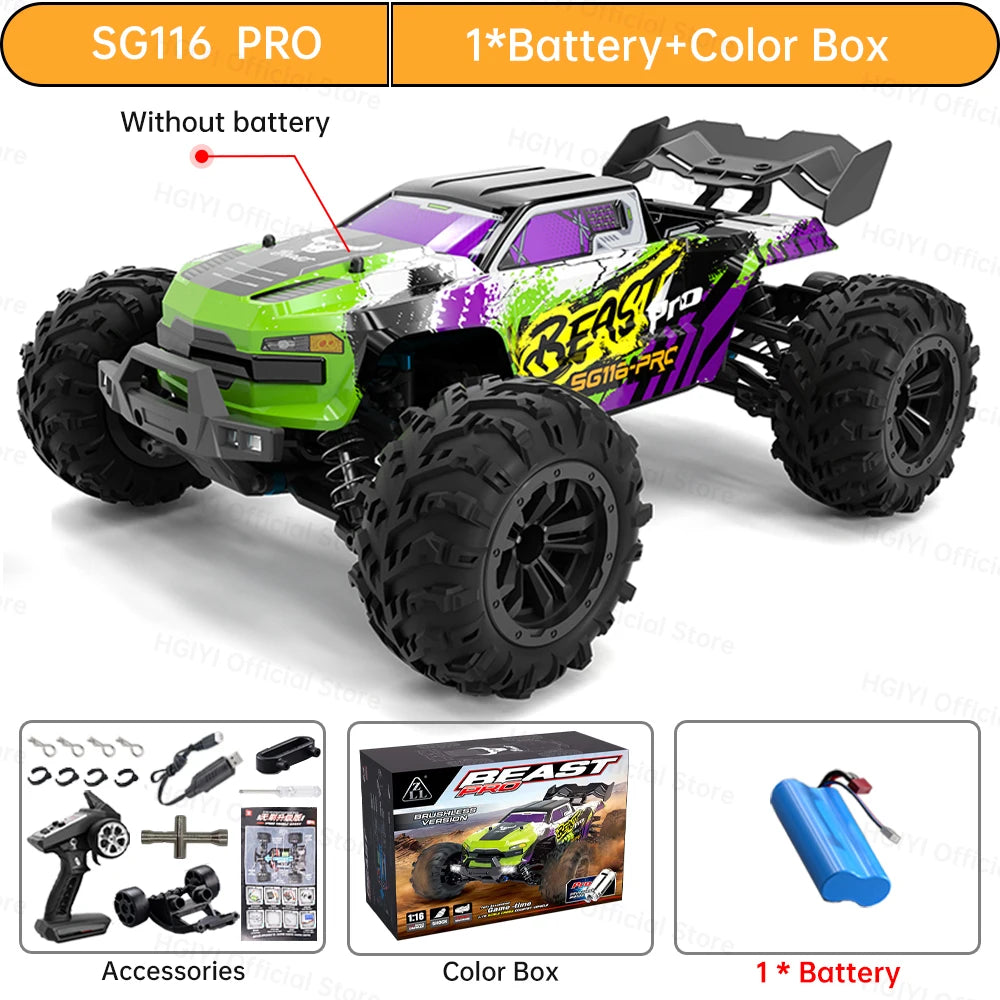 SG116 MAX/PRO 1:16 High Speed Drift Racing RC Car - 80KM/H or 40KM/H Brushless Motor, 4WD Off-Road Vehicle for Kids