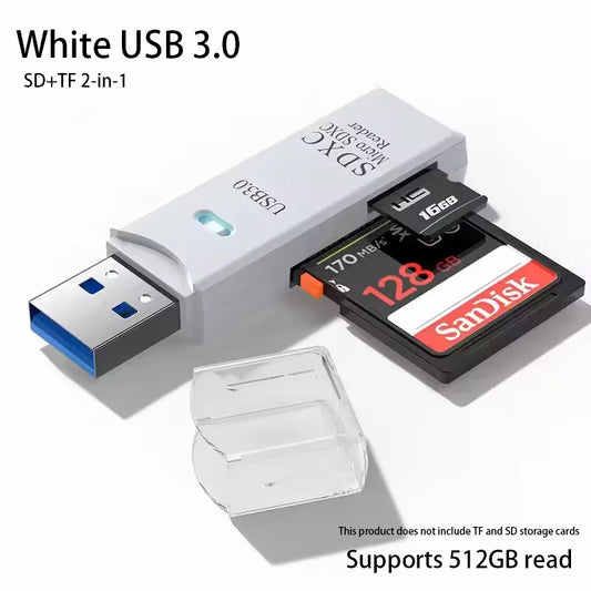 High-Speed USB 3.0/2.0 Card Reader with TF+SD Support for Computer, Tablet, Camera, Laptop, and Car Mounted