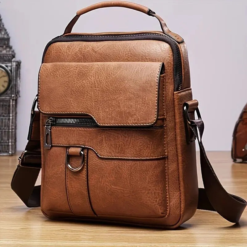 Brand Men Shoulder Bag for 9.7" Ipad Men PU Leather Flaps Men'S Crossbody Bags Business Flap Male Solid Messenger Bag Travel Bag