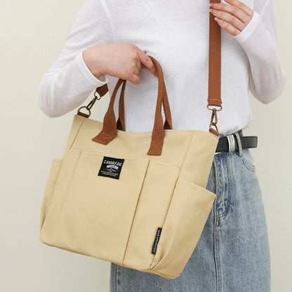 Large Capacity Urban Minimalist Canvas Tote Bag for Female Students