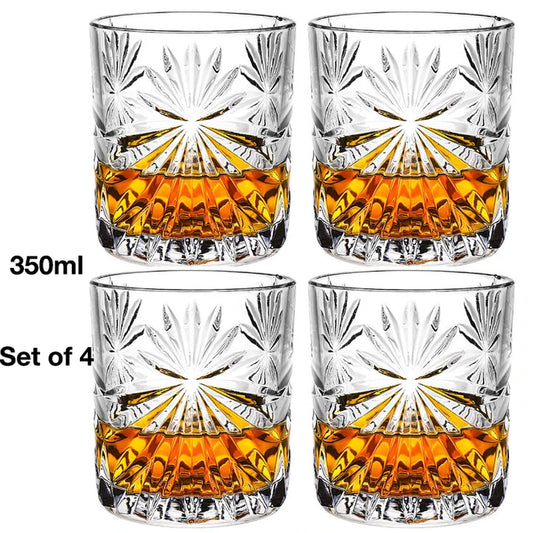 Set of 4 Stylish Whiskey Glasses - Ideal for Scotch, Bourbon, Cocktails, and Rum