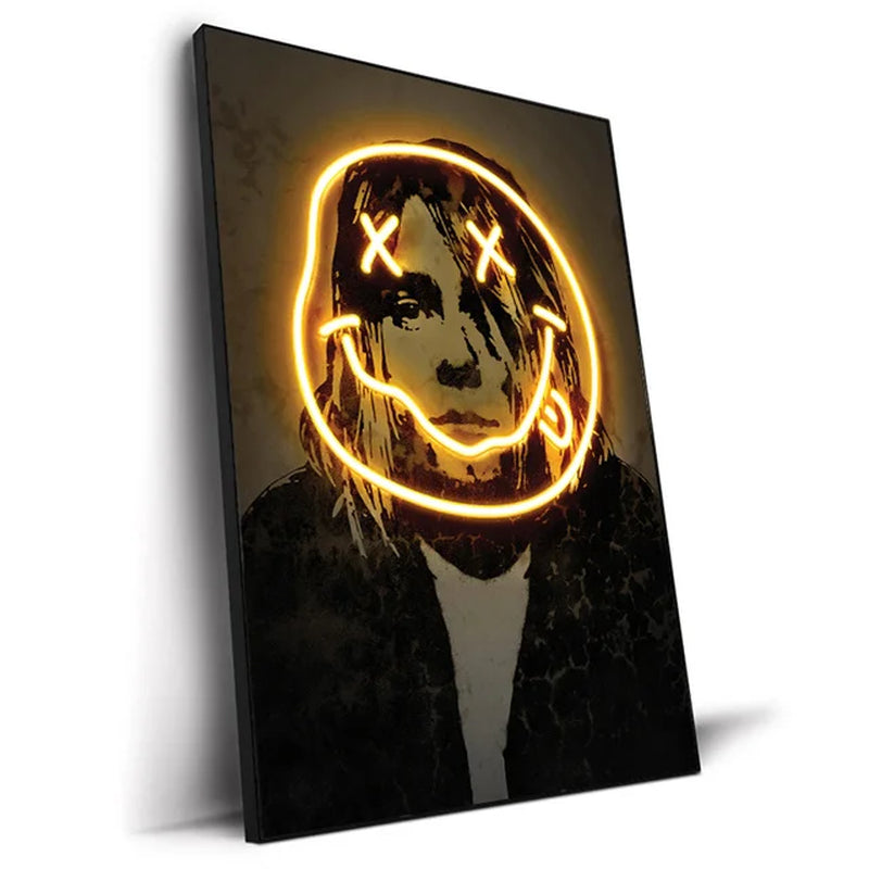 Neon Rapper Star Posters: Abstract Hip Hop Singers Wall Art Canvas Painting for Home or Bar Decor