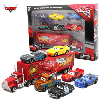 7-Piece Pixar Car 3 Lightning Mcqueen Jackson Storm Uncle Truck Diecast Metal Car Model Toy Set 