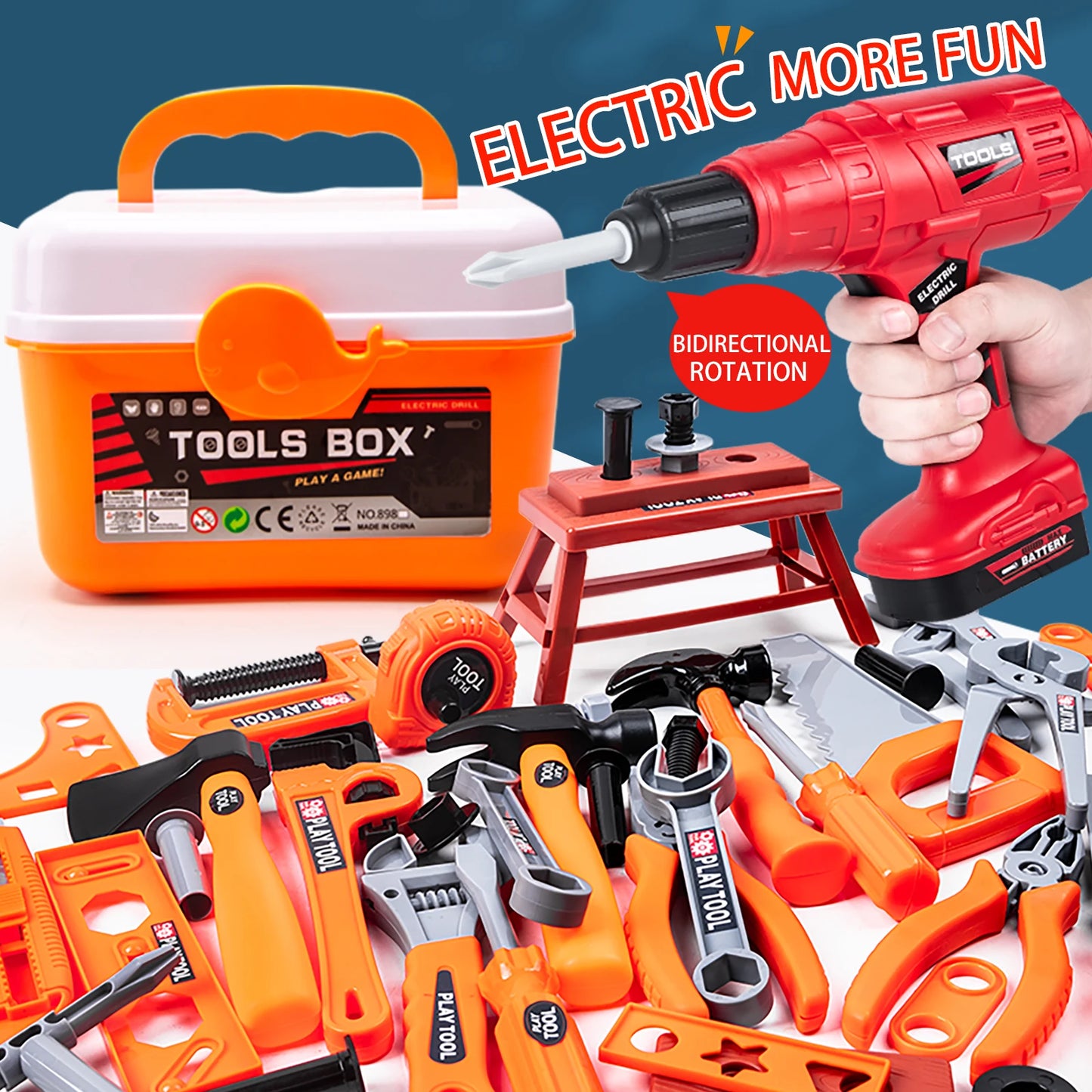 Kids Toolbox Set - Pretend Play Maintenance Tool Repair Toy for Children