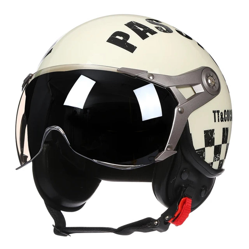 Ride in Style with this Vintage Open Face Motorcycle Helmet for Men and Women! 