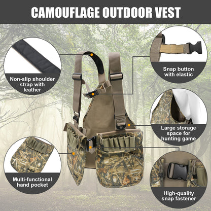 Lightweight Camouflage Hunting Vest for Upland - Waterfowl with Game Duck Pouch - Multiple Pockets