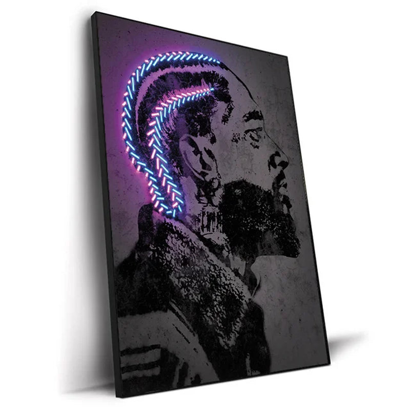 Neon Rapper Star Posters: Abstract Hip Hop Singers Wall Art Canvas Painting for Home or Bar Decor