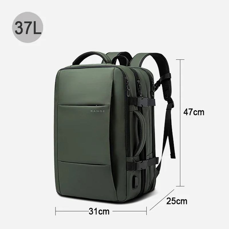 Men's Travel Business Backpack with USB Port, Expandable Design, Large Capacity for 17.3" Laptop, Waterproof and Fashionable