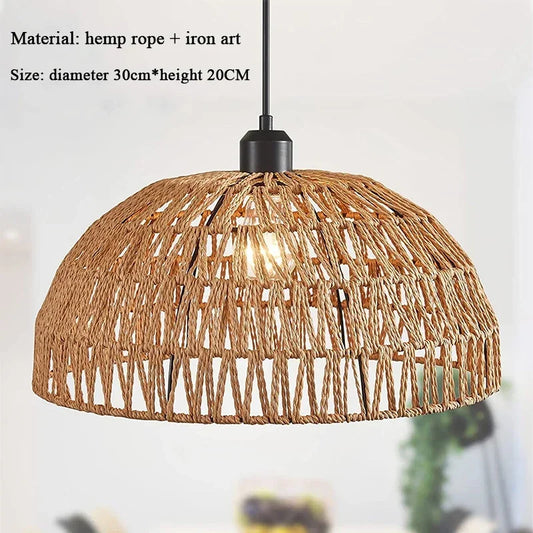 Handmade Japanese-Style Hemp Rope Chandelier Pendant Light for Home, Restaurant, and Tea Room