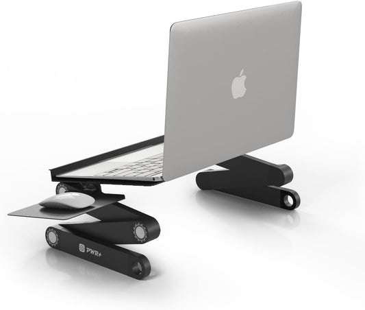 Adjustable Laptop Table Stand: Portable Ergonomic Riser with Mouse Pad for Ultrabooks, Macbooks, Gaming Notebooks, up to 17 Inch Laptops