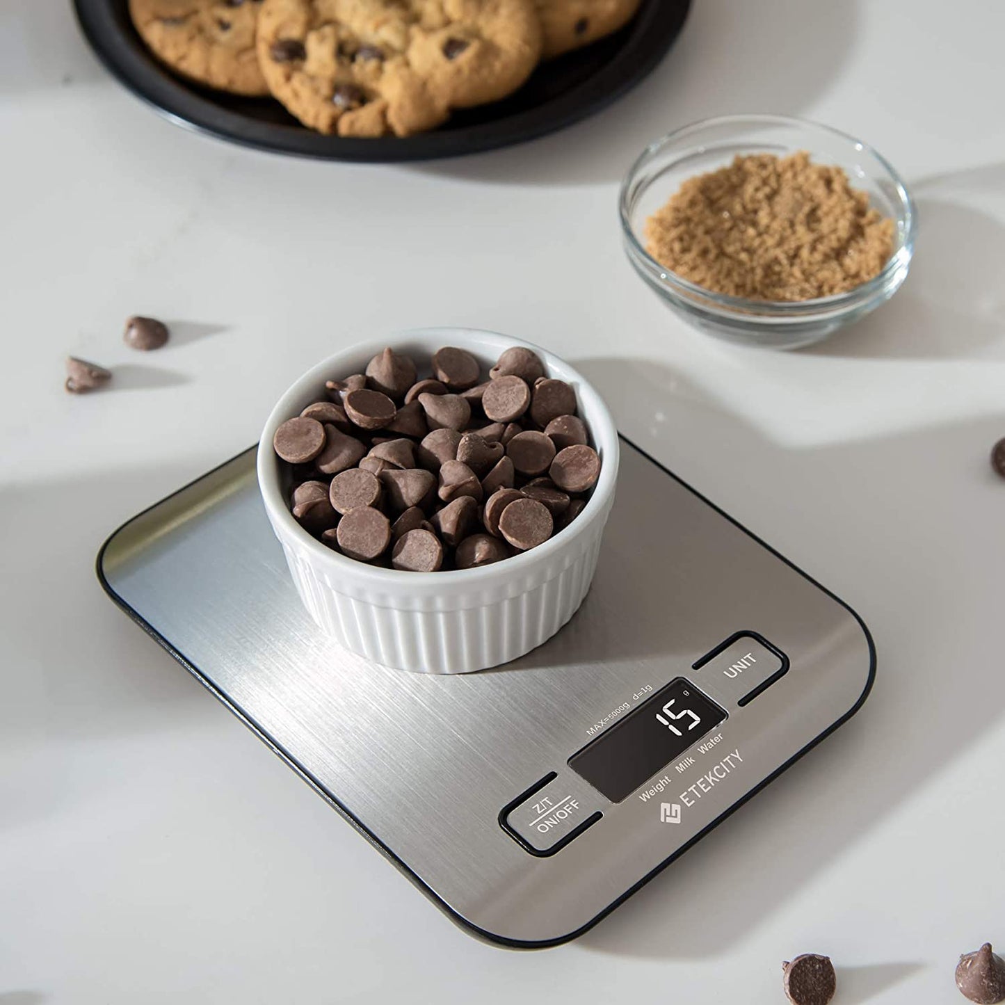 Kitchen Food Scale, Digital LCD Grams & Ounces Display for Baking, Cooking, Keto and Meal Prep, Medium Size, Made from 304 Stainless Steel