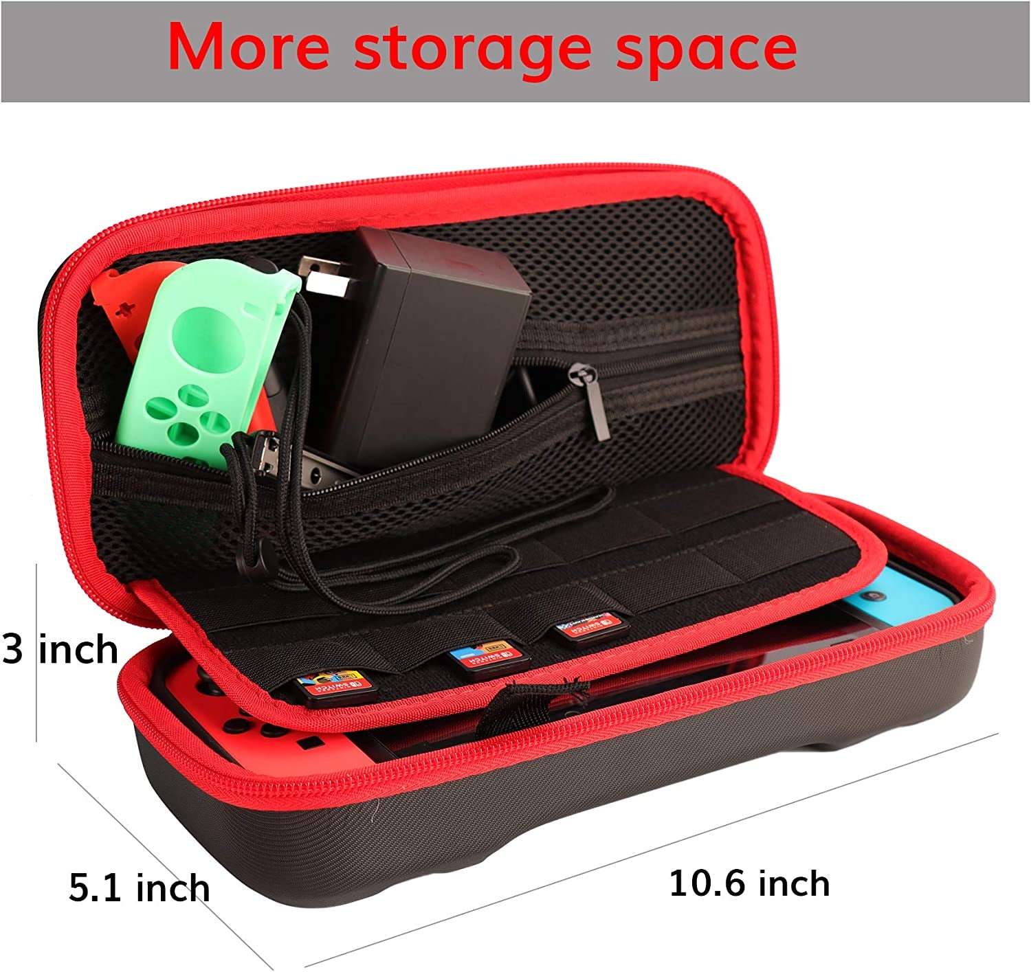 Accessories Kit for Nintendo Switch / Switch OLED Model Games Bundle Wheel Grip Caps Carrying Case Screen Protector Controller