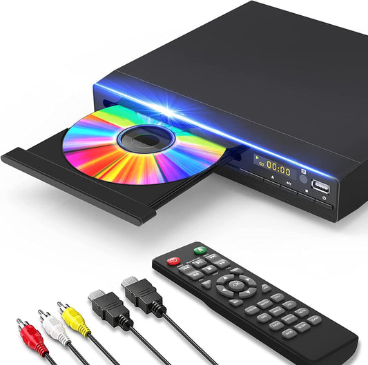 High Definition DVD Player with HDMI & 1080P Upscaling, USB Input, HDMI/RCA Output, All Region Playback, Breakpoint Memory, PAL/NTSC, Home CD Player