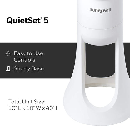 Honeywell HYF260 Quiet Set Whole Room Tower Fan, White