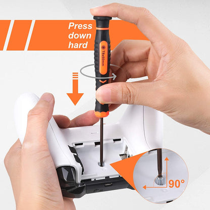 Complete Repair Kit for Xbox One/360/X PS4 PS3 PS5 - 25-Piece Set with Torx Security Screwdriver (PH0, T6, T8, T10), Crowbars, Tweezers, Brush, and Cleaning Tool