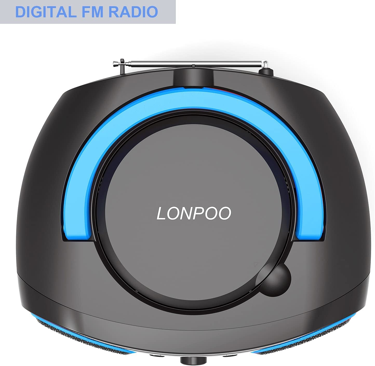 Portable CD Player Boombox, Bluetooth FM Radio Stereo Sound System, Crystal-Clear Sound, MP3 Playback, USB/AUX Input, Headphone Jack, LCD Display