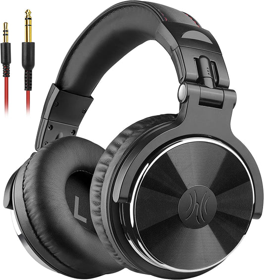 Wired over Ear Headphones Hi-Res Studio Monitor & Mixing DJ Stereo Headsets with 50Mm Neodymium Drivers and 1/4 to 3.5Mm Audio Jack for AMP Computer Recording Phone Piano Guitar Laptop - Black