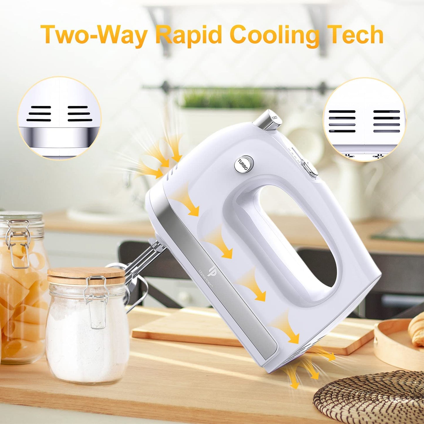 Electric Hand Mixer, 400W Food Mixer, 5 Speeds, 5 Stainless Steel Accessories, Storage Box, Corded Kitchen Mixer for Cream, Cookies, Dishwasher Safe