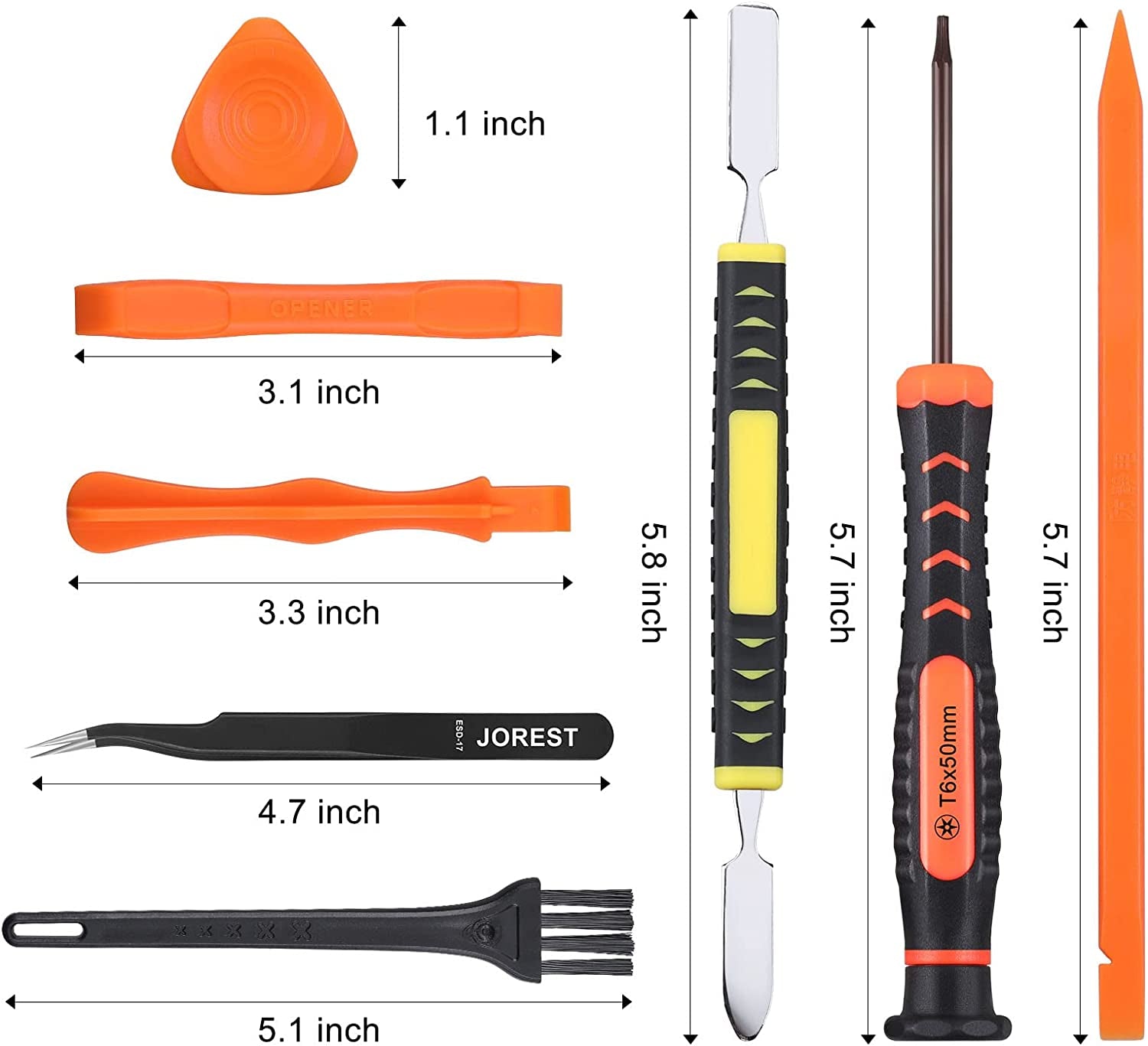 Complete Repair Kit for Xbox One/360/X PS4 PS3 PS5 - 25-Piece Set with Torx Security Screwdriver (PH0, T6, T8, T10), Crowbars, Tweezers, Brush, and Cleaning Tool